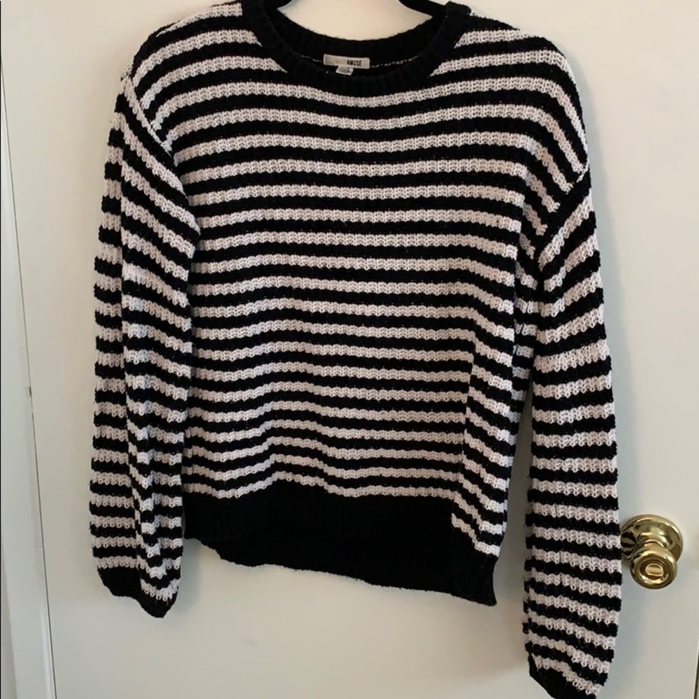 Amuse Society Black and White stripe sweater